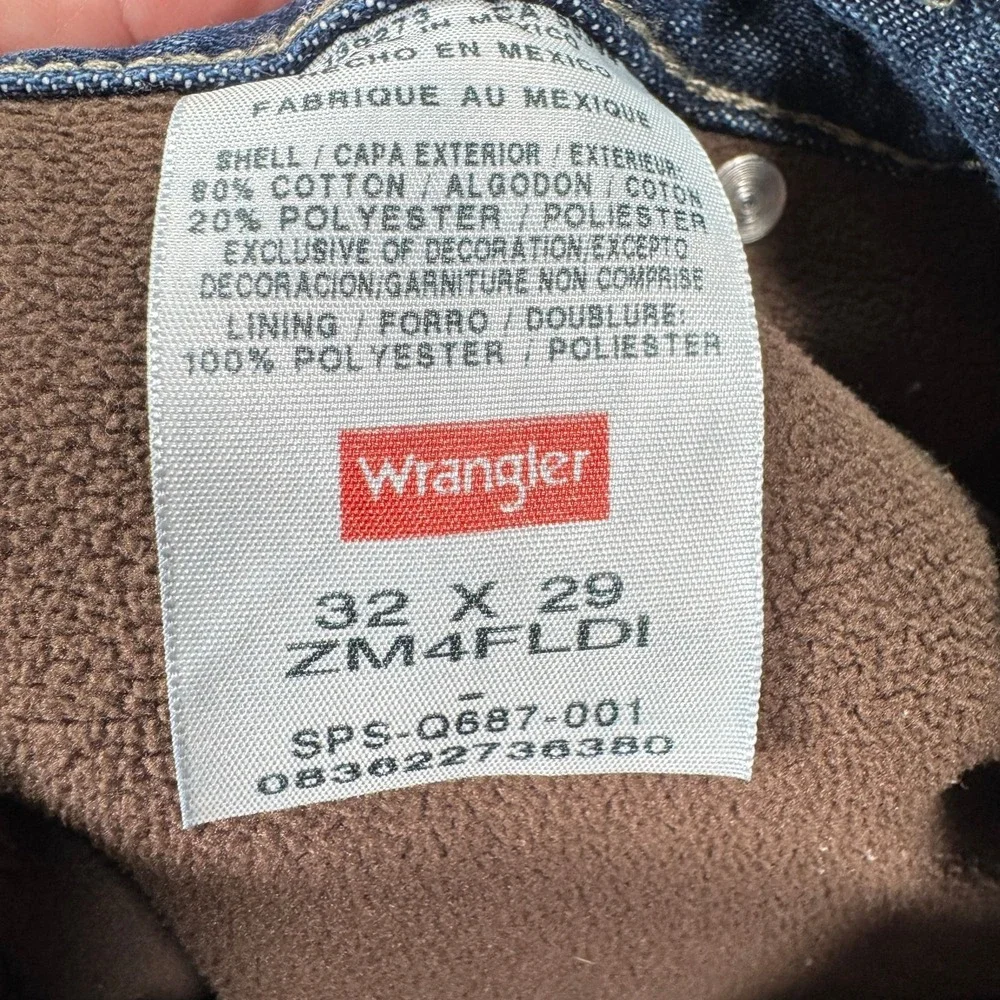 Wrangler Authentics Fleece Lined Carpenter Jeans Mens 32x29 Blue Winter Workwear